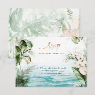 Convites RSVP de Folhagem Tropical da Selva PixDezines