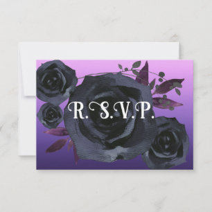 Convites RSVP de Fotografias de Rosa Preto Roxo Elegante
