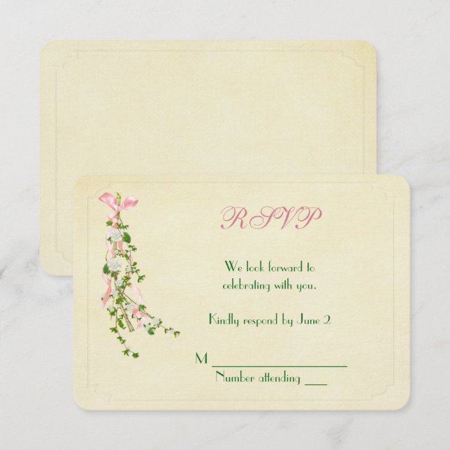 Convites RSVP de Galho Floral para Casamento (Frente/Verso)