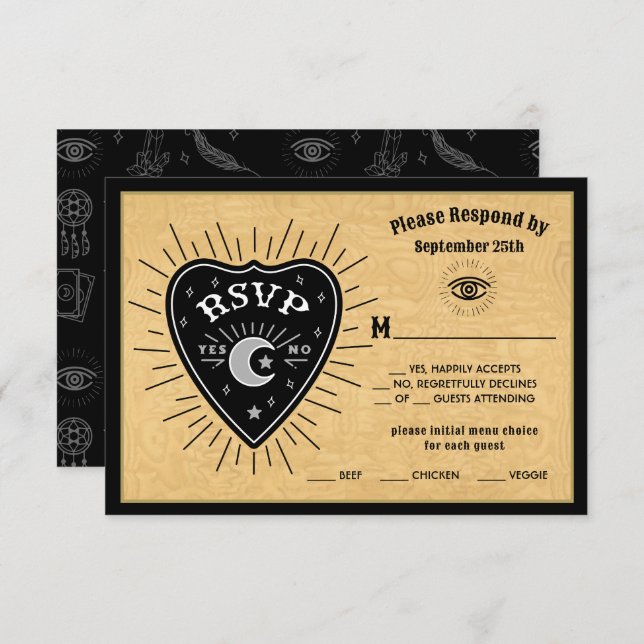 Convites RSVP de Halloween do Conselho Místico Gótico (Frente/Verso)