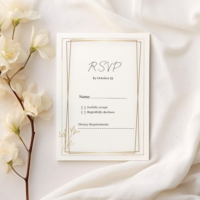 Convites RSVP de luxo branco e ouro minimalista (Luxury white and gold minimalist RSVP)