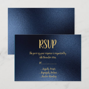 Convites RSVP de Ocasso do Marinho de Borda Simples Dourado