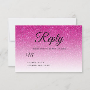 Convites RSVP de Ombre de Brilho Rosa Quente