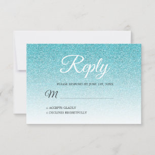 Convites RSVP de Ombre de Glitter Azul Chic