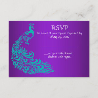 Convites RSVP de Peacock Purple e Teal