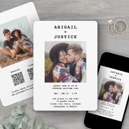 Convites RSVP de QR Tudo em Um Máquina de Escrever Chic 2 F