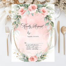 RSVP de Quadros Dourados de Rosas Rosa-Chic