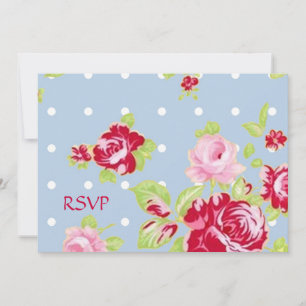 Convites RSVP de Recepção de Casamento Roses On Blue