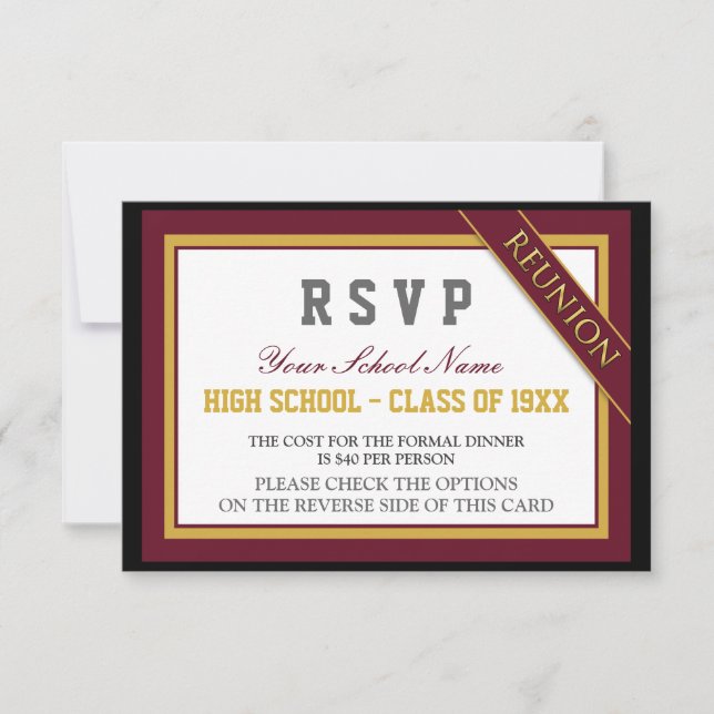 Convites RSVP de Reunião de Classe Formal Clássica (Frente)