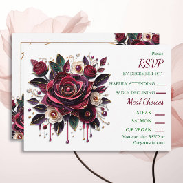 Convites RSVP de Rosas e Pérolas de Papel Enfileirado