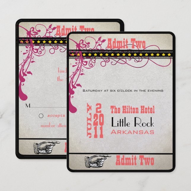 Convites RSVP de Tíquete de Playbill (Frente/Verso)