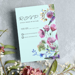 Convites RSVP de Verão de Flor Selvagem Roxo-Rosa