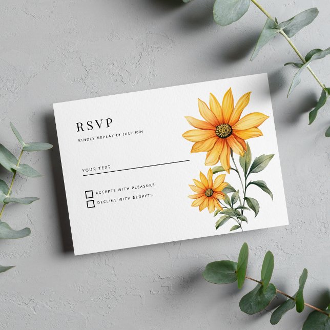 Convites RSVP de Verão floral de girassol (Sunflower floral botanical summer RSVP )