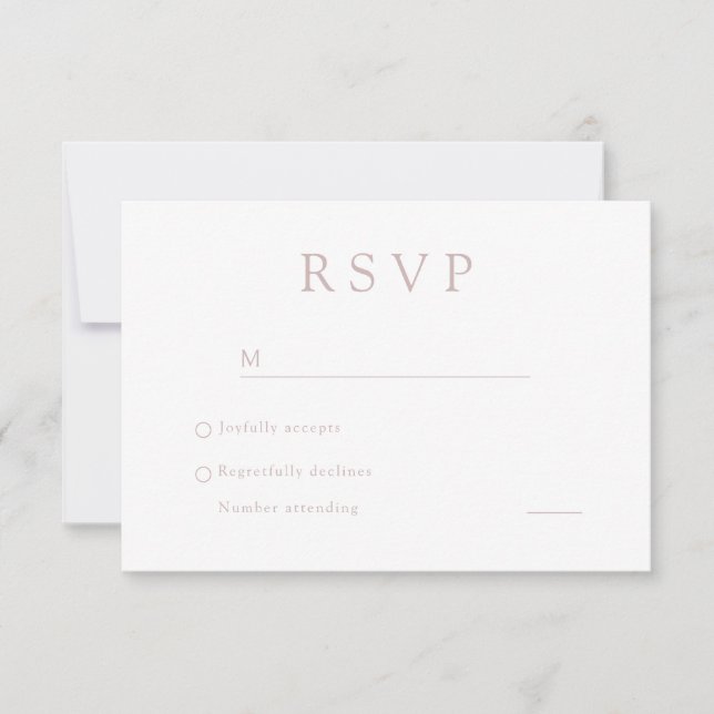 Convites RSVP Digital Elegante Dusty Pink & White Weding (Frente)