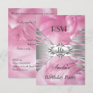 Convites RSVP Doce 16 Rosa