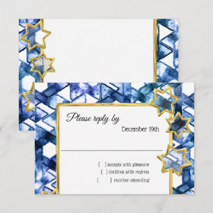 Convites RSVP Dourado Azul na Estrela