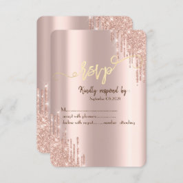 Convites RSVP Dourado de Drives de Glitter Dourados do rosa