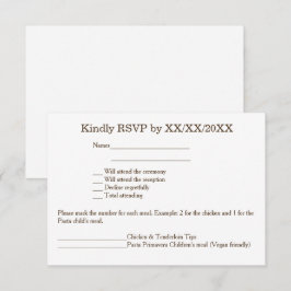 Convites RSVP e placa de menu personalizados