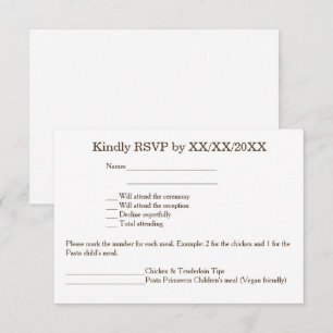 Convites RSVP e placa de menu personalizados