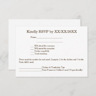 Convites RSVP e placa de menu personalizados