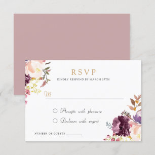 Convites RSVP Elegante de Lavanda Púrpura de Aquarela Flor