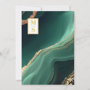 Convites *~ RSVP Emerald Green Iniciais QR AR66 Casamento