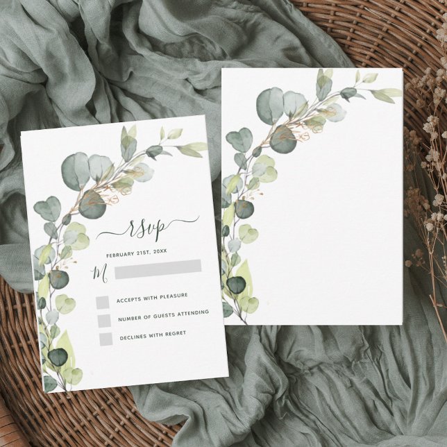 Convites RSVP Eucalipto Vegetação Suculenta Elegante (Criador carregado)