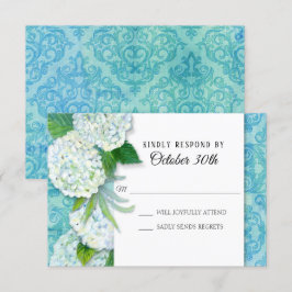 Convites RSVP Florais de Casamento Hydrangeas Padrão Damask