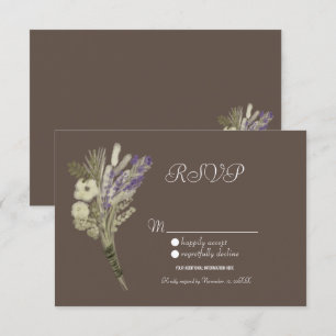 Convites RSVP Floral Botânica Rústica Lavanda Aquarela