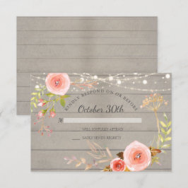 Convites RSVP Floral Botânico de Madeira Rústica