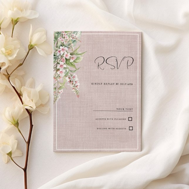 Convites RSVP floral da horta-rosa-rosada-rosada (Botanical rustic blush pink mint floral RSVP )