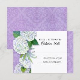 Convites RSVP Floral de Casamento Hydrangea Lavanda Damasco