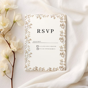Convites RSVP floral de giro branco Elegante