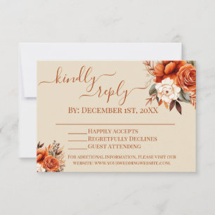 Convites RSVP Floral de Laranja Queimado e Rust