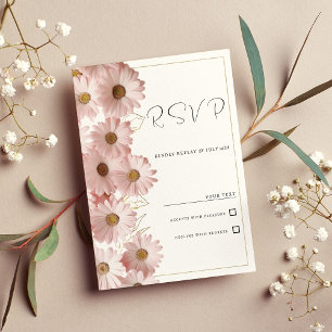 Convites RSVP floral de margarida cor-de-rosa-pincelada