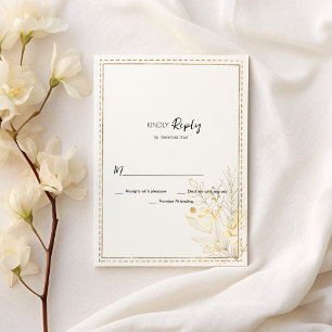Convites RSVP floral de ouro botânico Elegante