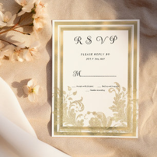 Convites RSVP floral de ouro branco de luxo