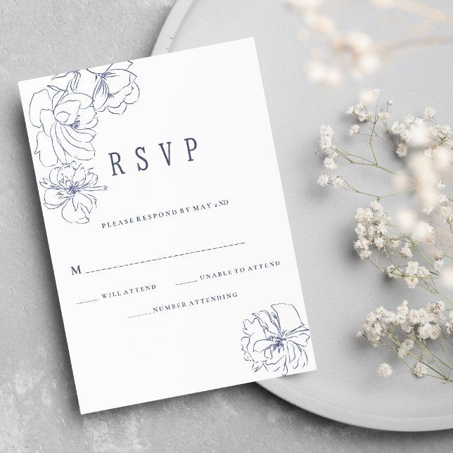 Convites RSVP floral de roxo preto simples (Simple dark purple white peony floral RSVP )
