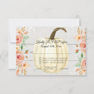 Convites RSVP Floral em Aquarela Rústica Abóbora Branca de 