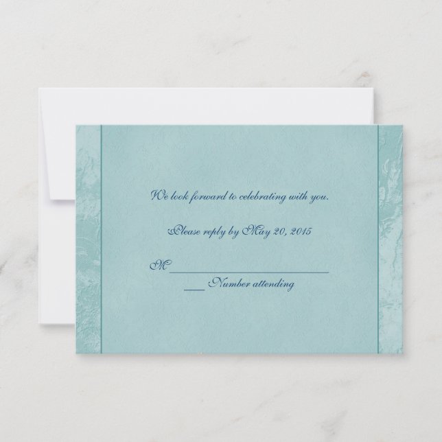 Convites RSVP Floral Embutido Aqua (Frente)