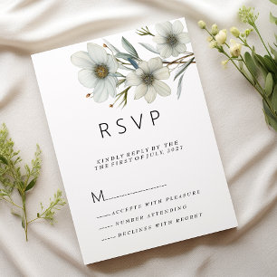 Convites RSVP floral primavera verde de menta branca simple