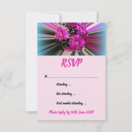 Convites RSVP Floral Rosa Moderno com Listras