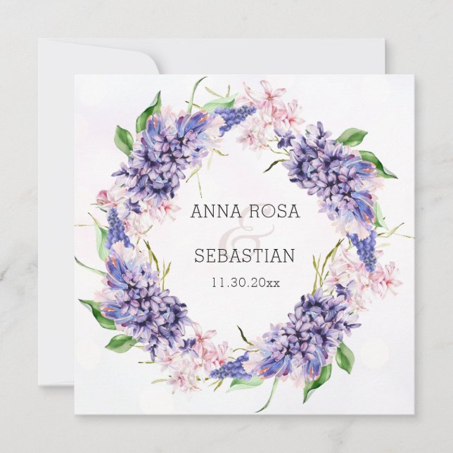 Convites *~* RSVP Floral Wreath Boho QR AR12 Casamento (Frente)