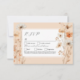 Convites RSVP Flores de Casamento Boho Florais Bohemiano
