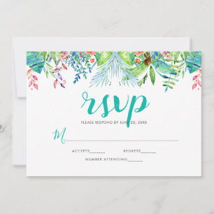 Convites RSVP Flores Tropicais e Tipografia Moderna