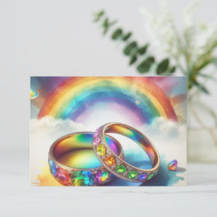 Convites RSVP Gay lésbica Rainbow Rings RSVP