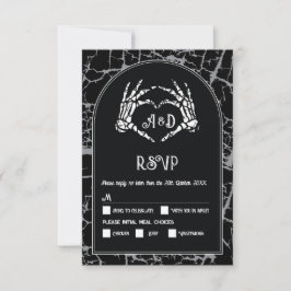 Convites RSVP Gothic Halloween Skeleton Mãos Coração