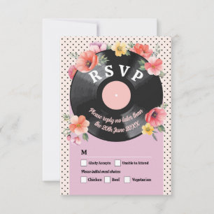Convites RSVP Gravação de Música Casada Casamento Floral 19