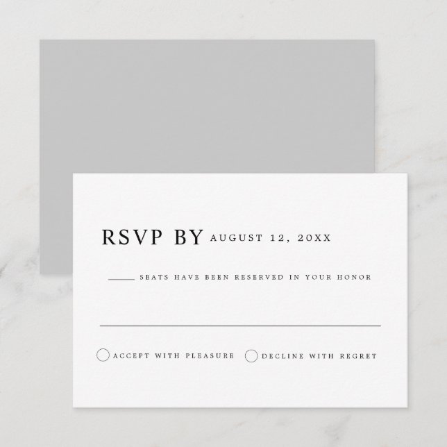 Convites RSVP Limpo da Série Clássica Minimalista HARPER Mo (Frente/Verso)