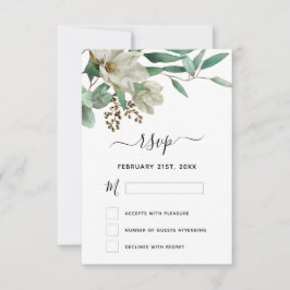 Convites RSVP Magnolia Eucalyptus Watercolor Elegante